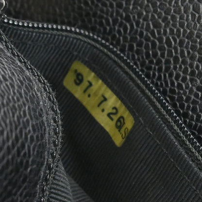 Chanel 1996-1997 Black Caviar Skin Chain Shoulder Tote Bag