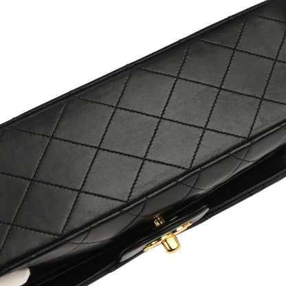Chanel 1989-1991 Black Lambskin Medium Classic Double Flap Shoulder Bag