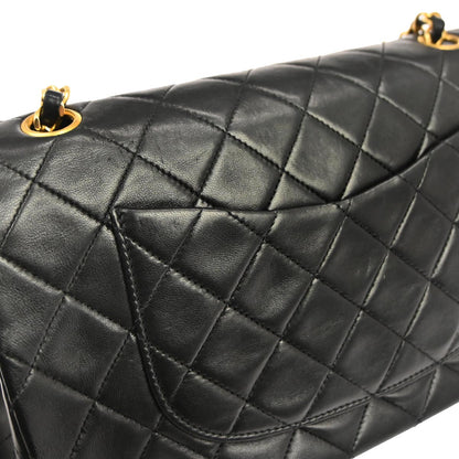 Chanel 1989-1991 Black Lambskin Medium Classic Double Flap Shoulder Bag
