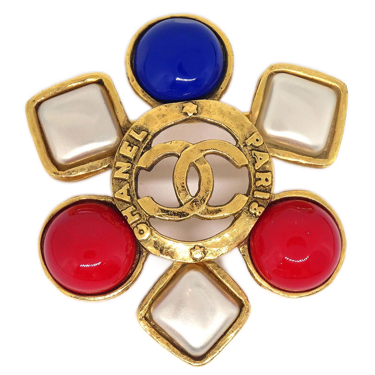 Chanel Stone Brooch Pin Gold 1243/28