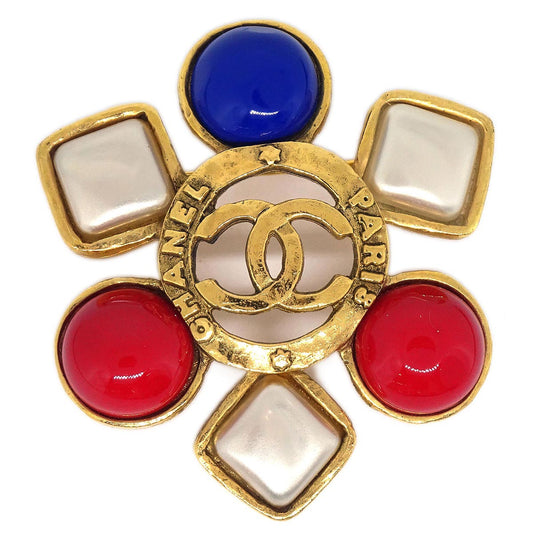 Chanel Stone Brooch Pin Gold 1243/28