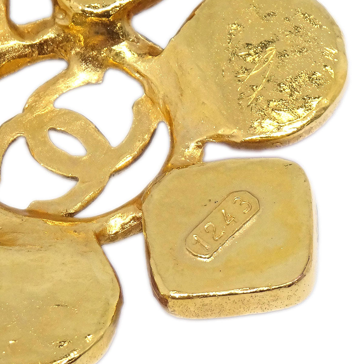 Chanel Stone Brooch Pin Gold 1243/28