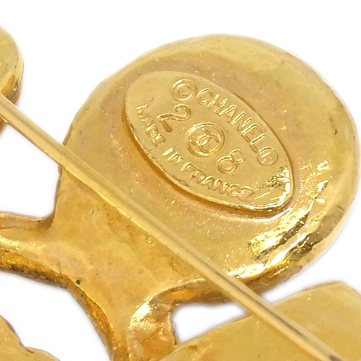 Chanel Stone Brooch Pin Gold 1243/28