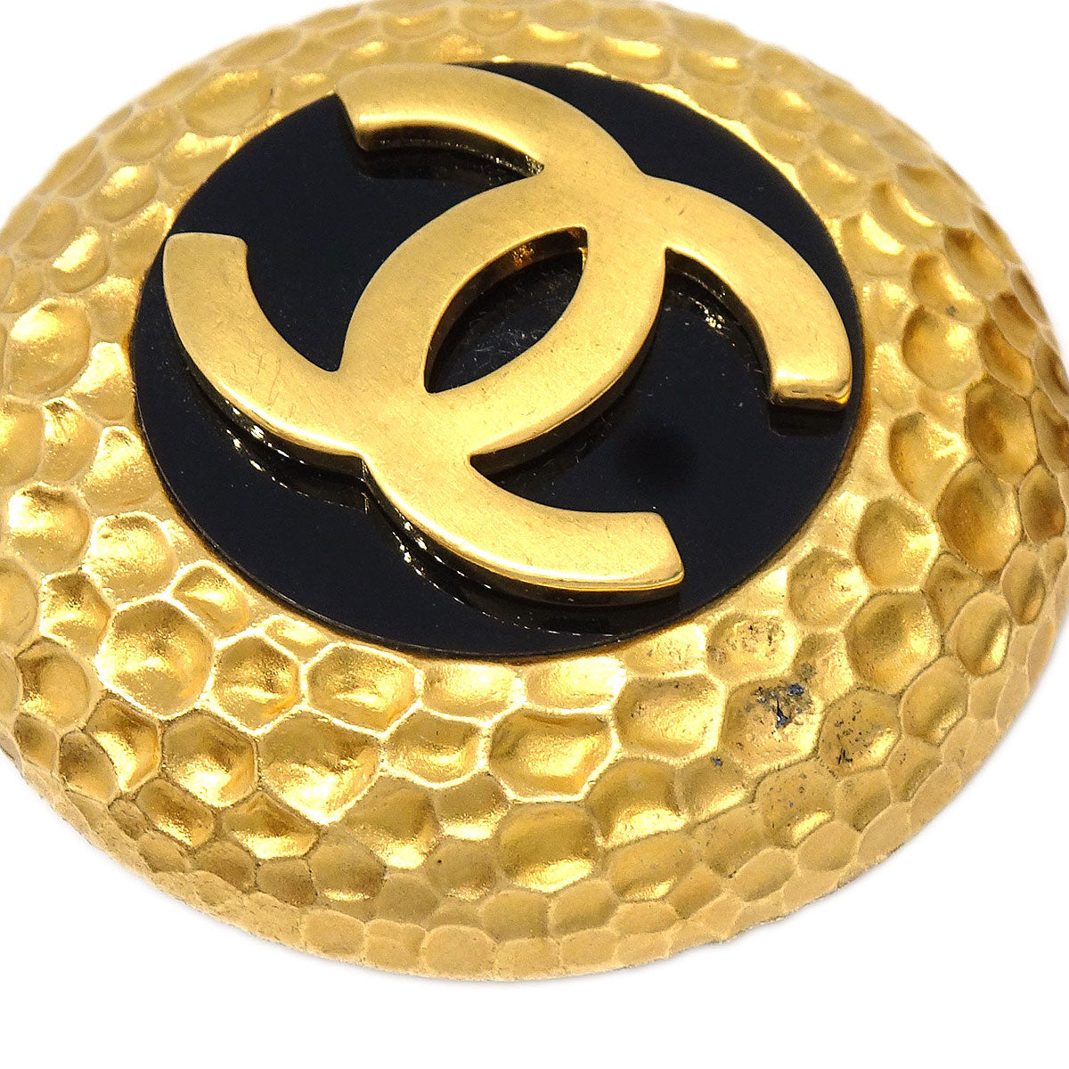 Chanel Button Clip-On Earrings Gold Black 29