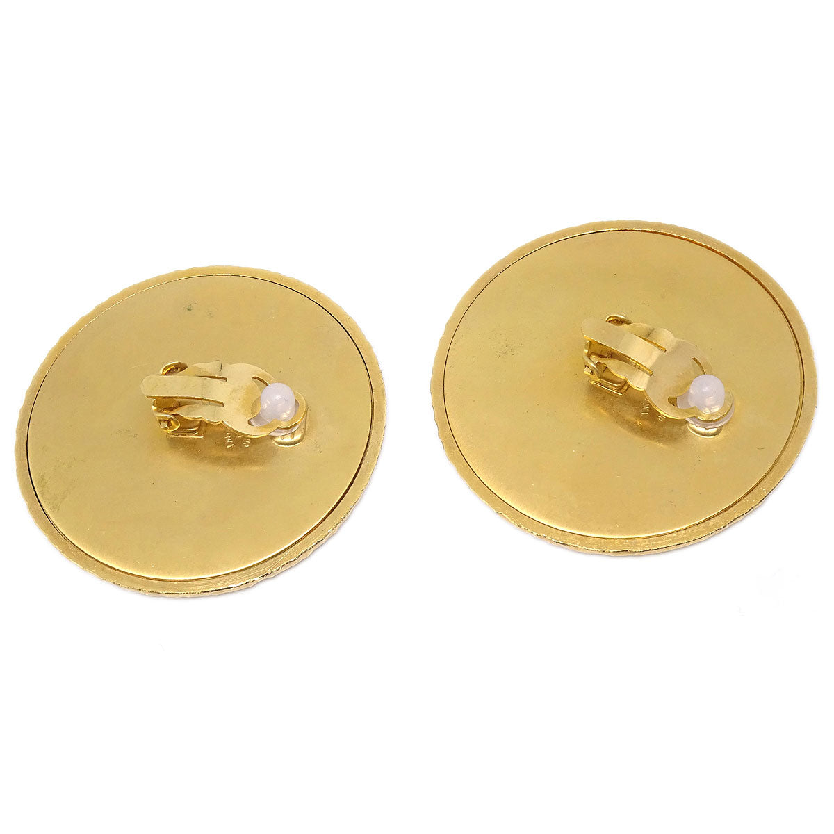 Chanel Button Clip-On Earrings Gold Black 29