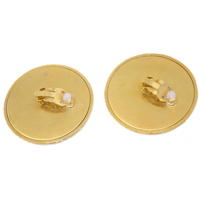 Chanel Button Clip-On Earrings Gold Black 29