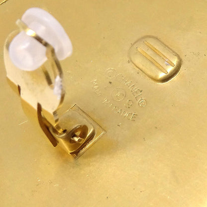 Chanel Button Clip-On Earrings Gold Black 29