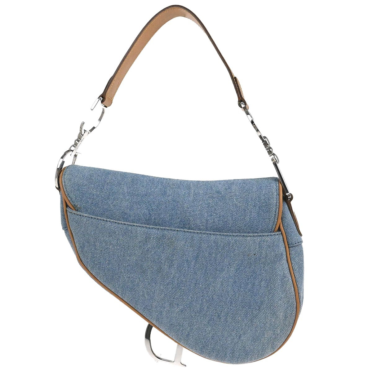 Christian Dior Light Blue Canvas Saddle Handbag