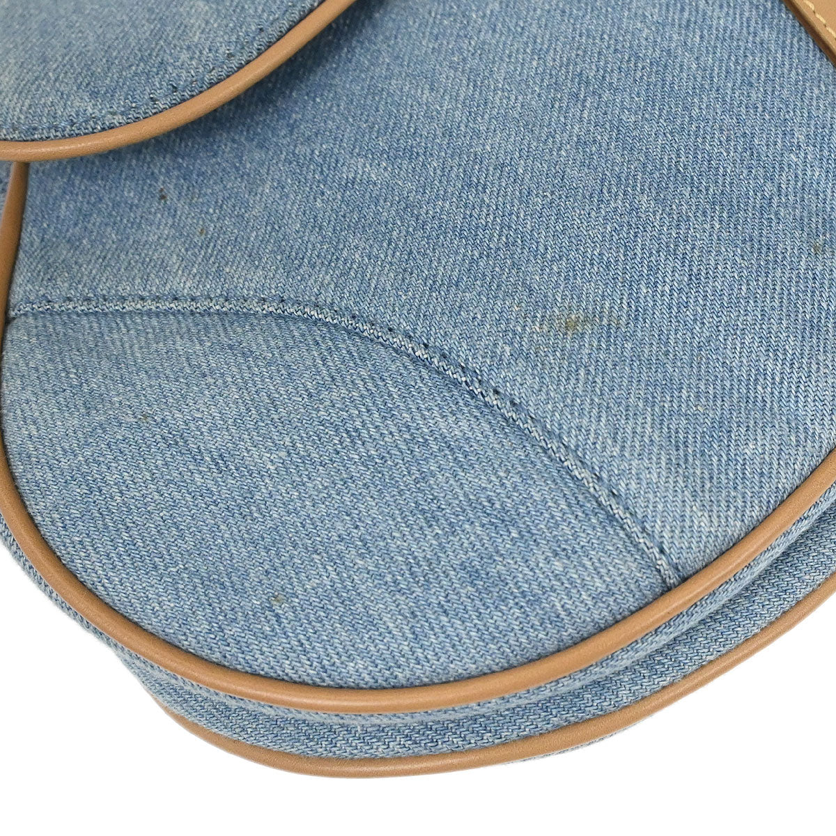 Christian Dior Light Blue Canvas Saddle Handbag