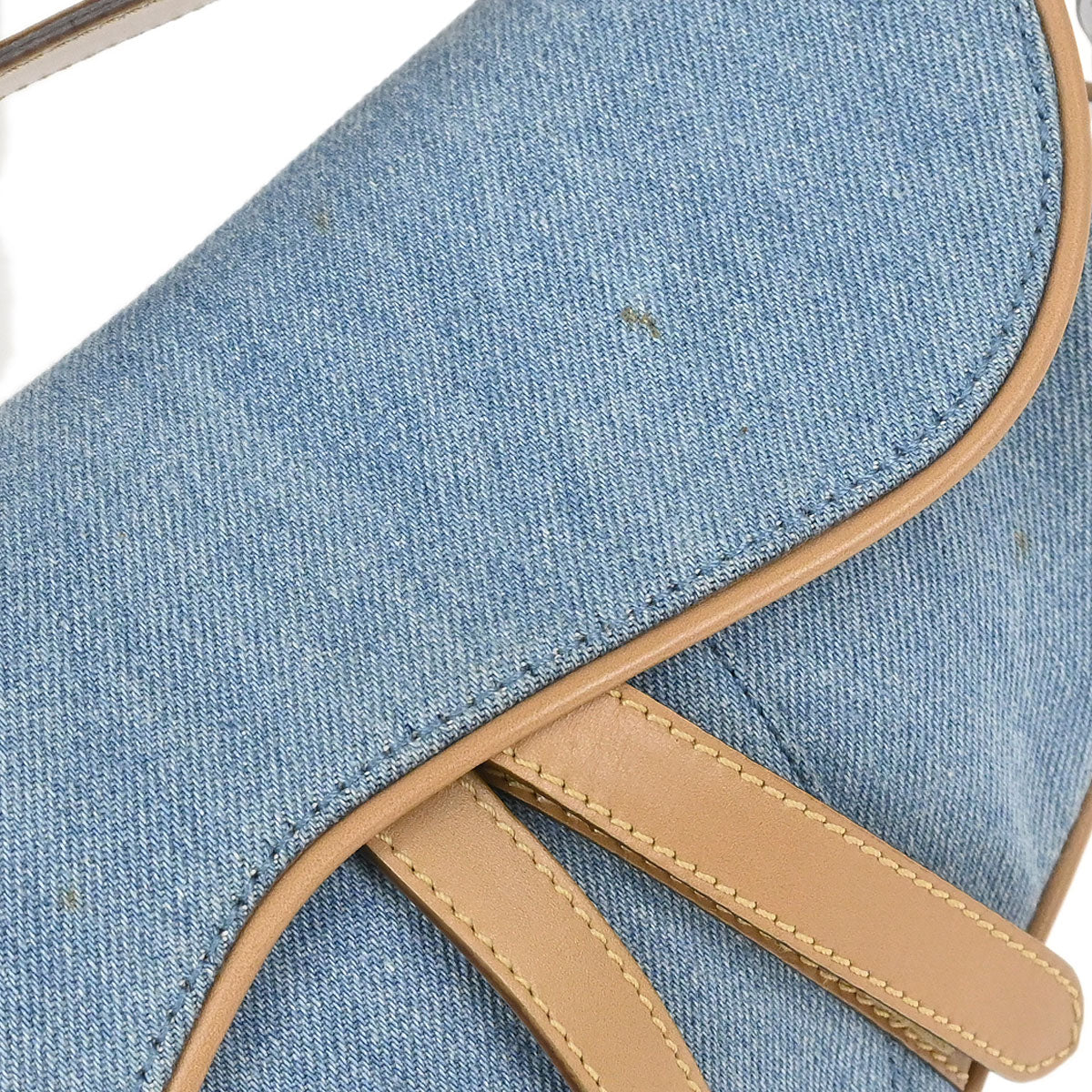 Christian Dior Light Blue Canvas Saddle Handbag