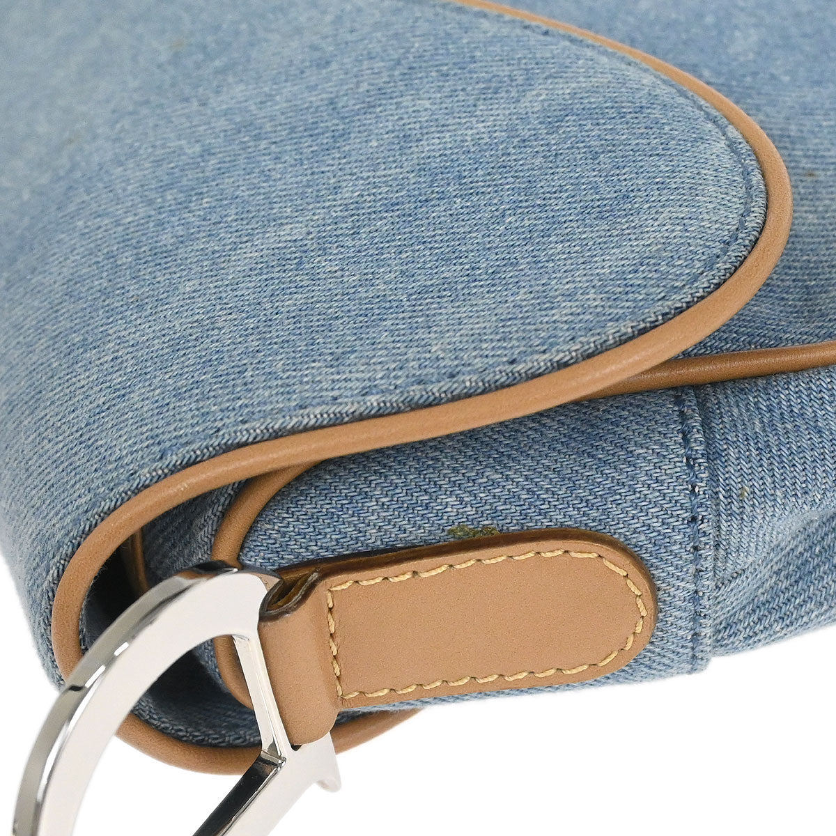Christian Dior Light Blue Canvas Saddle Handbag
