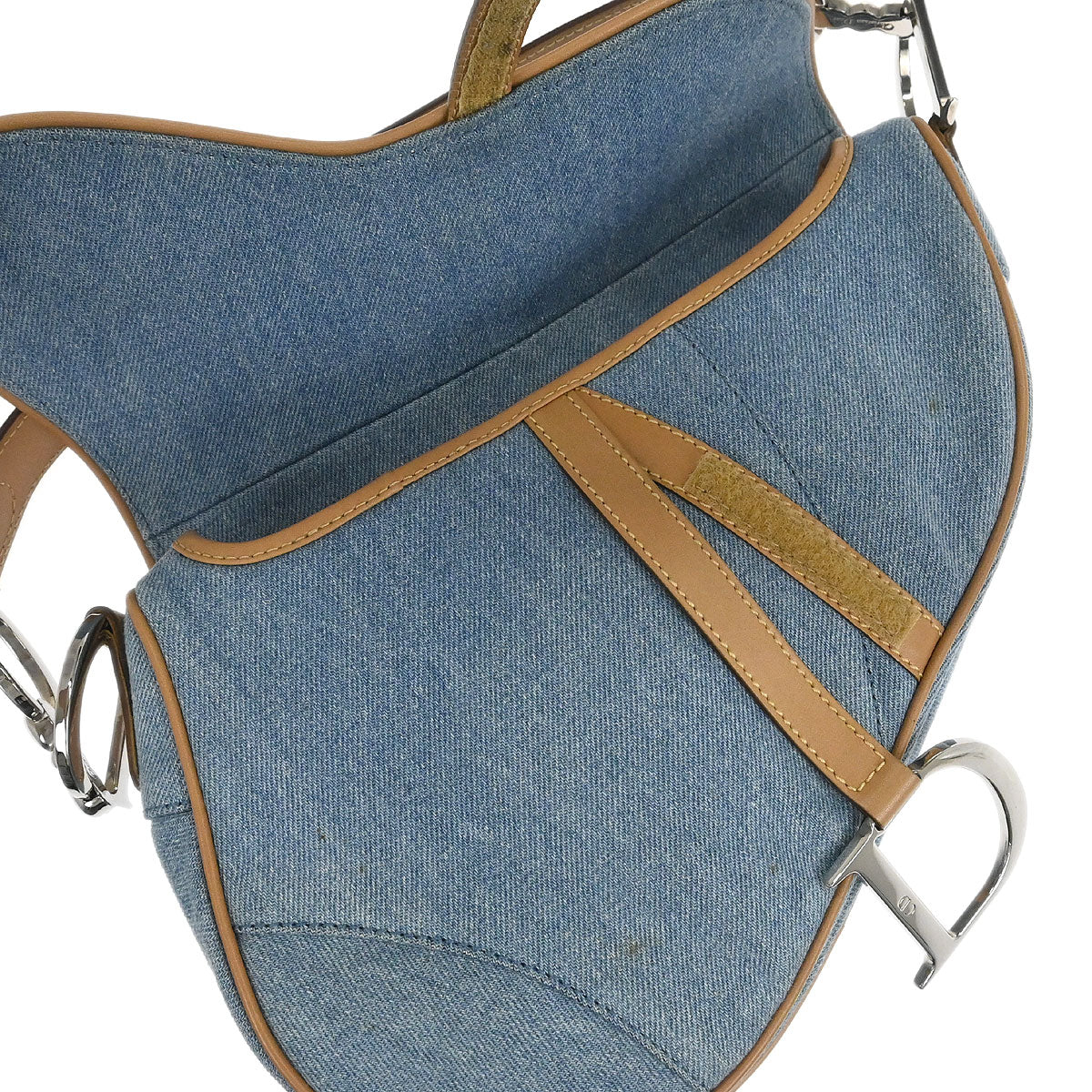 Christian Dior Light Blue Canvas Saddle Handbag