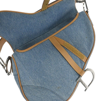 Christian Dior Light Blue Canvas Saddle Handbag