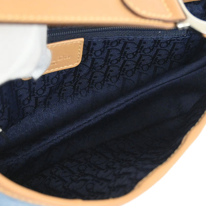 Christian Dior Light Blue Canvas Saddle Handbag