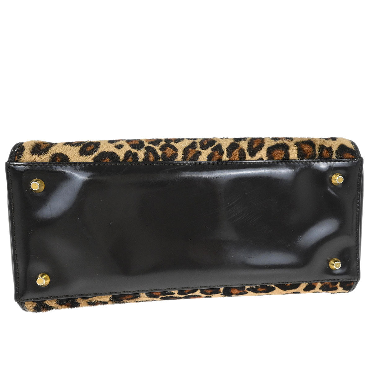 Christian Dior * 1997 Brown Pony Hair Leopard Medium Lady Dior 2way Shoulder Handbag