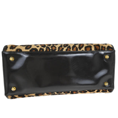 Christian Dior * 1997 Brown Pony Hair Leopard Medium Lady Dior 2way Shoulder Handbag