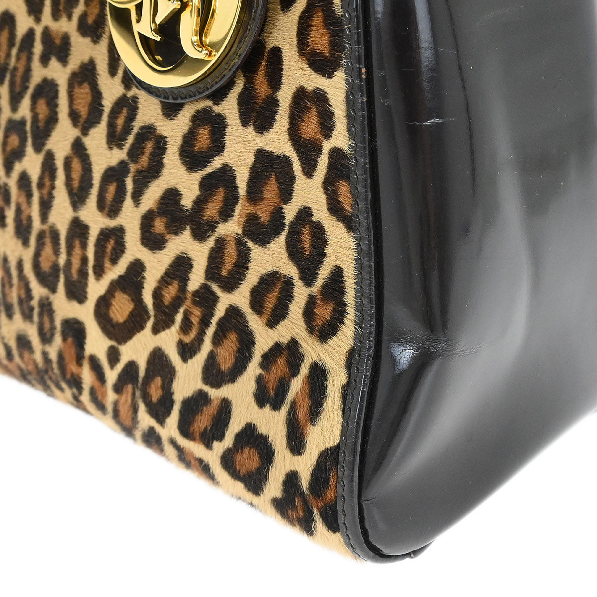 Christian Dior * 1997 Brown Pony Hair Leopard Medium Lady Dior 2way Shoulder Handbag