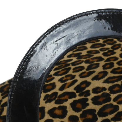 Christian Dior * 1997 Brown Pony Hair Leopard Medium Lady Dior 2way Shoulder Handbag