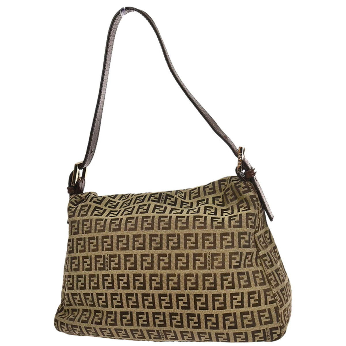 Fendi Beige Brown Zucchino Mamma Baguette Handbag