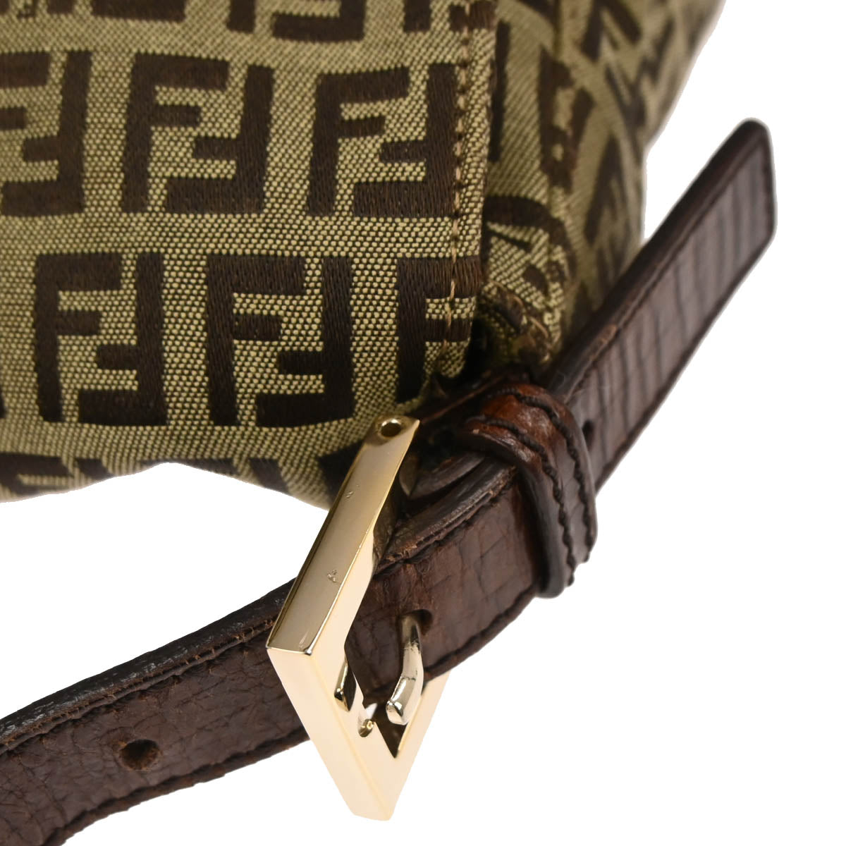 Fendi Beige Brown Zucchino Mamma Baguette Handbag