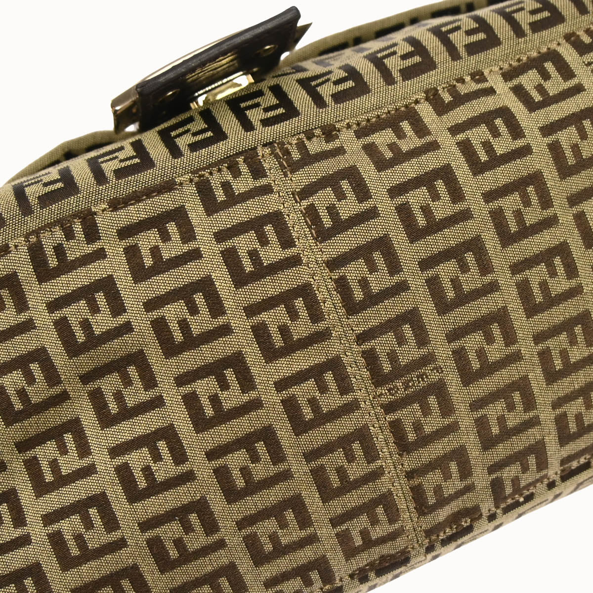 Fendi Beige Brown Zucchino Mamma Baguette Handbag