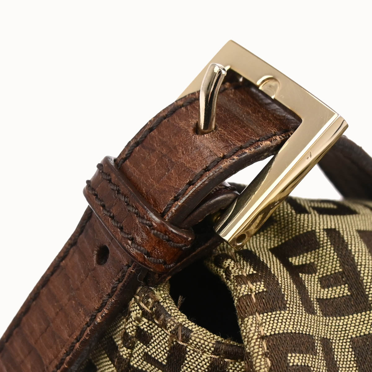 Fendi Beige Brown Zucchino Mamma Baguette Handbag