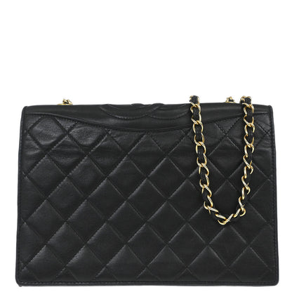 Chanel 1989-1991 Black Lambskin Full Flap Shoulder Bag