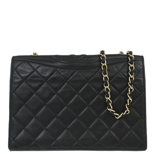 Chanel 1989-1991 Black Lambskin Full Flap Shoulder Bag