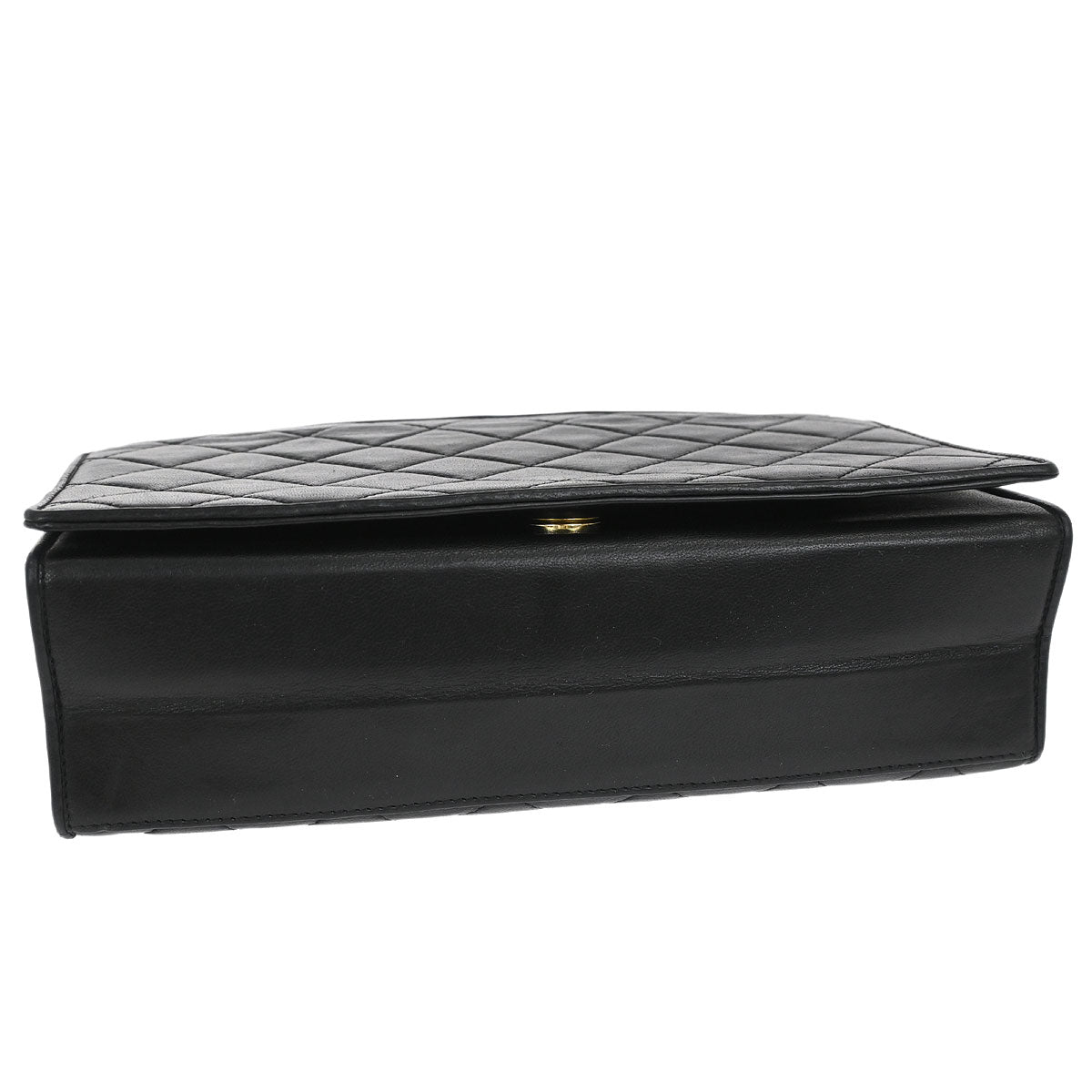 Chanel 1989-1991 Black Lambskin Full Flap Shoulder Bag