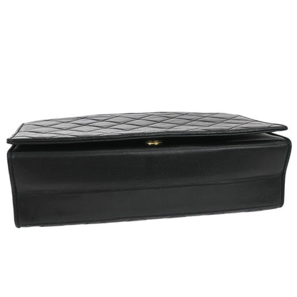 Chanel 1989-1991 Black Lambskin Full Flap Shoulder Bag