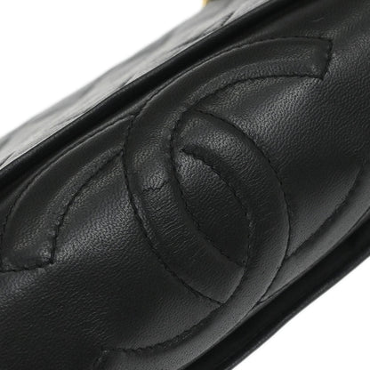 Chanel 1989-1991 Black Lambskin Full Flap Shoulder Bag