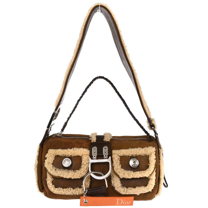 Christian Dior Brown Mouton Flight Shoulder Bag