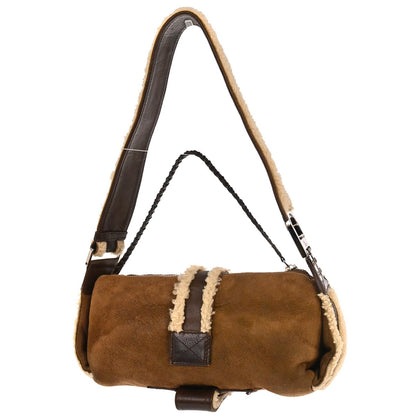 Christian Dior Brown Mouton Flight Shoulder Bag