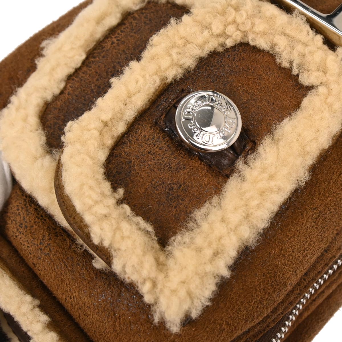 Christian Dior Brown Mouton Flight Shoulder Bag