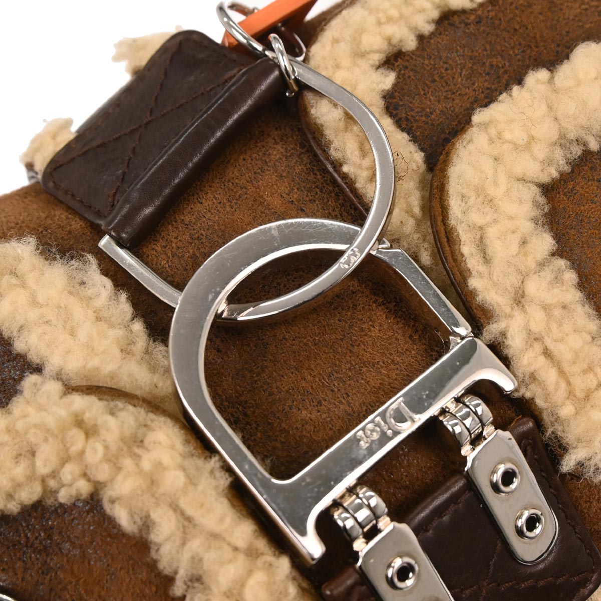 Christian Dior Brown Mouton Flight Shoulder Bag