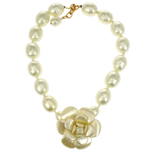 Chanel Costume Pearl Chain Necklace Gold 97A