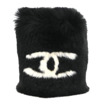 Chanel * Black Lapin Fur Bracelet Bangle Wristband