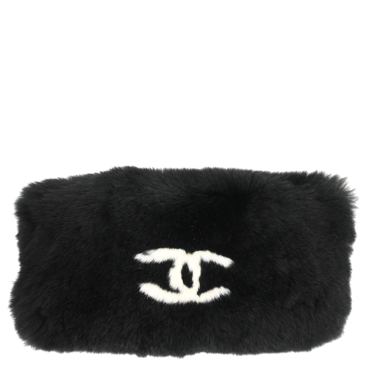 Chanel * Black Lapin Fur Bracelet Bangle Wristband