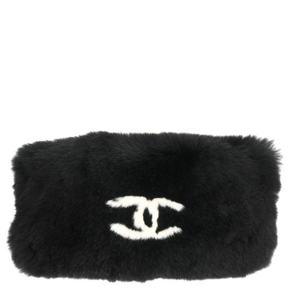 Chanel * Black Lapin Fur Bracelet Bangle Wristband