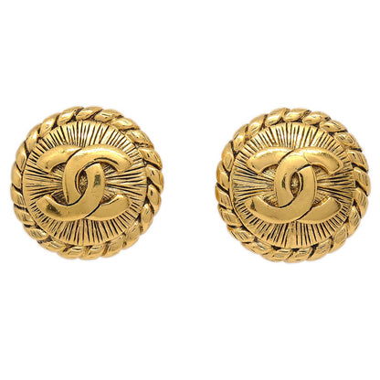 Chanel Button Clip-On Earrings Gold