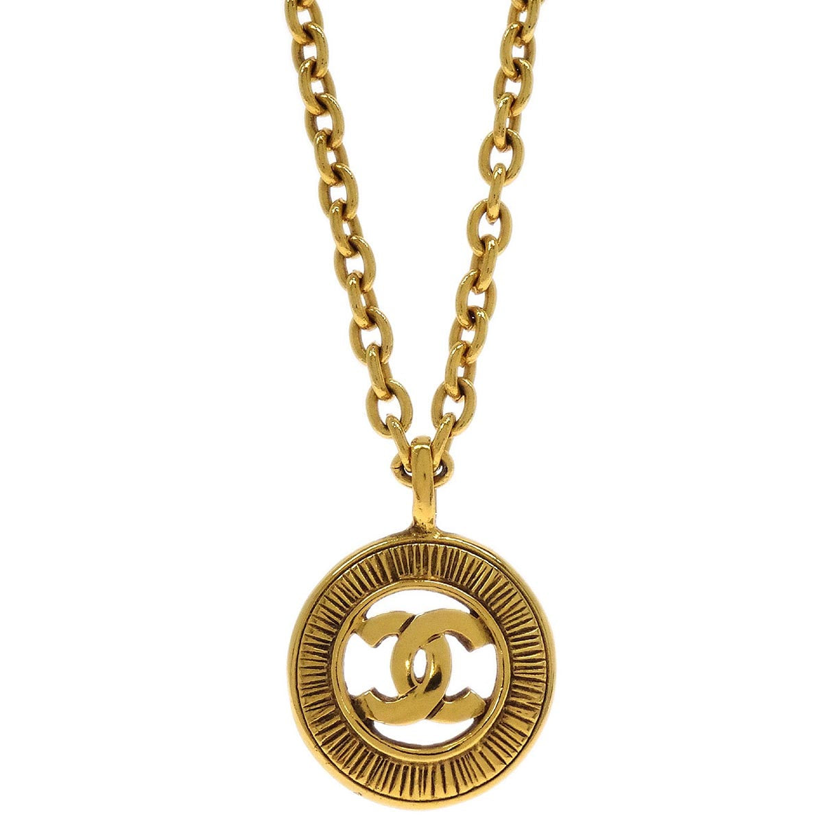 Chanel Gold Chain Pendant Necklace Medallion 3848