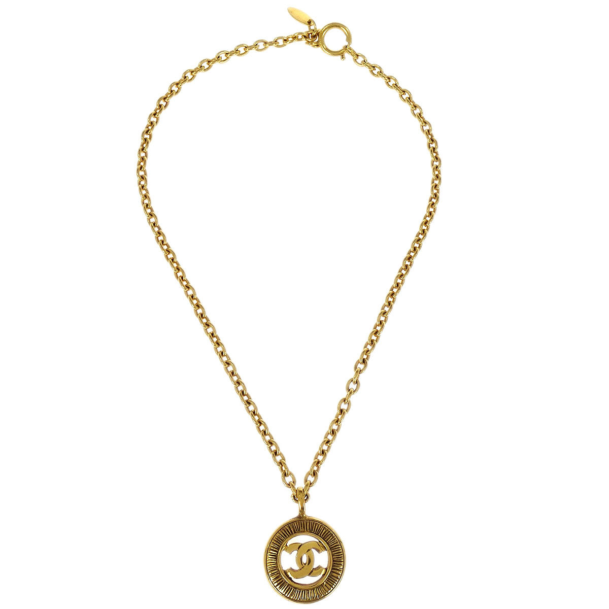 Chanel Gold Chain Pendant Necklace Medallion 3848