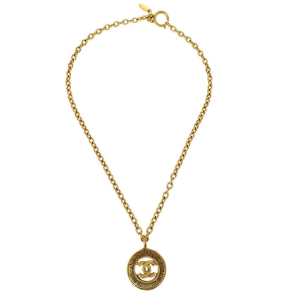 Chanel Gold Chain Pendant Necklace Medallion 3848