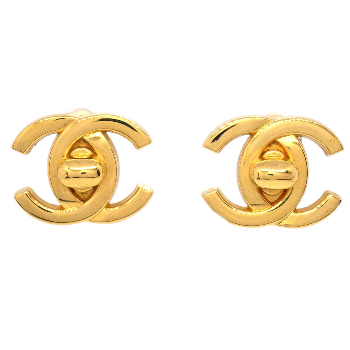 Chanel CC Turnlock Clip-On Earrings Gold Large 96A