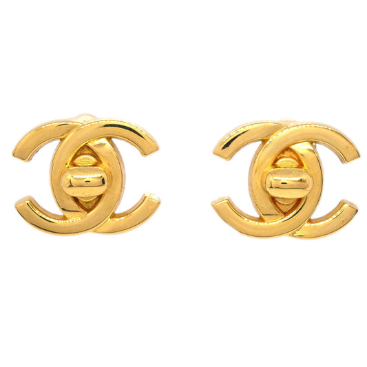 Chanel CC Turnlock Clip-On Earrings Gold Large 96A