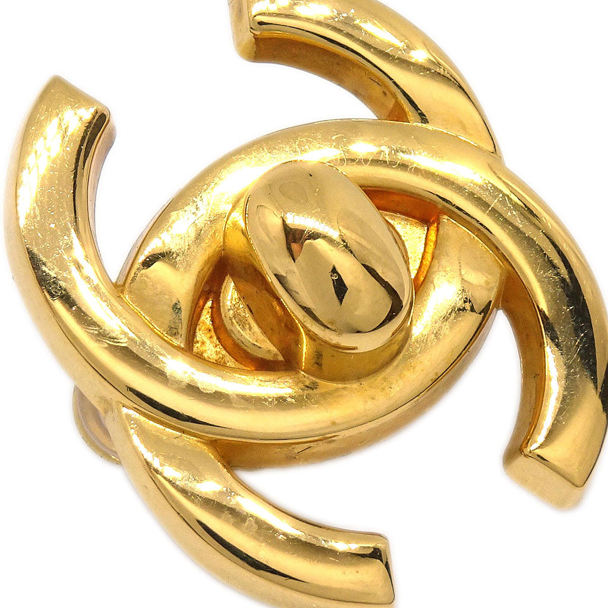 Chanel CC Turnlock Clip-On Earrings Gold Large 96A
