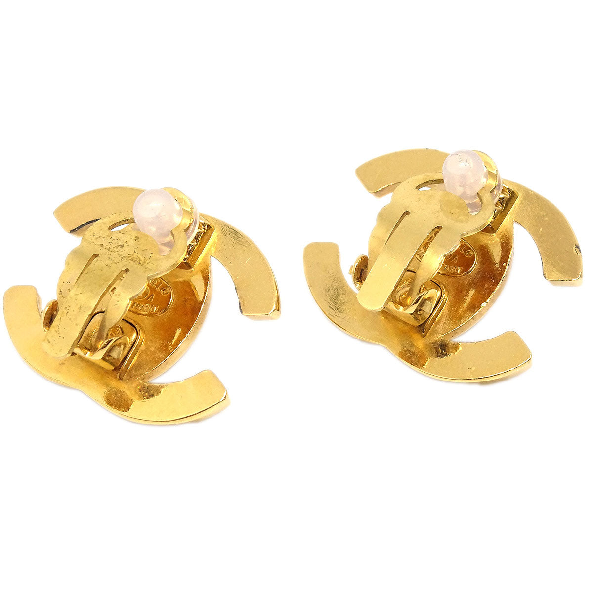 Chanel CC Turnlock Clip-On Earrings Gold Large 96A