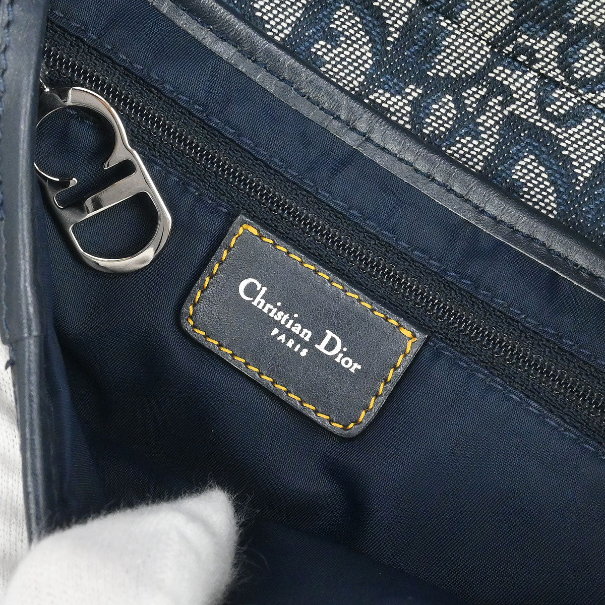 Christian Dior Navy Trotter Saddle Handbag