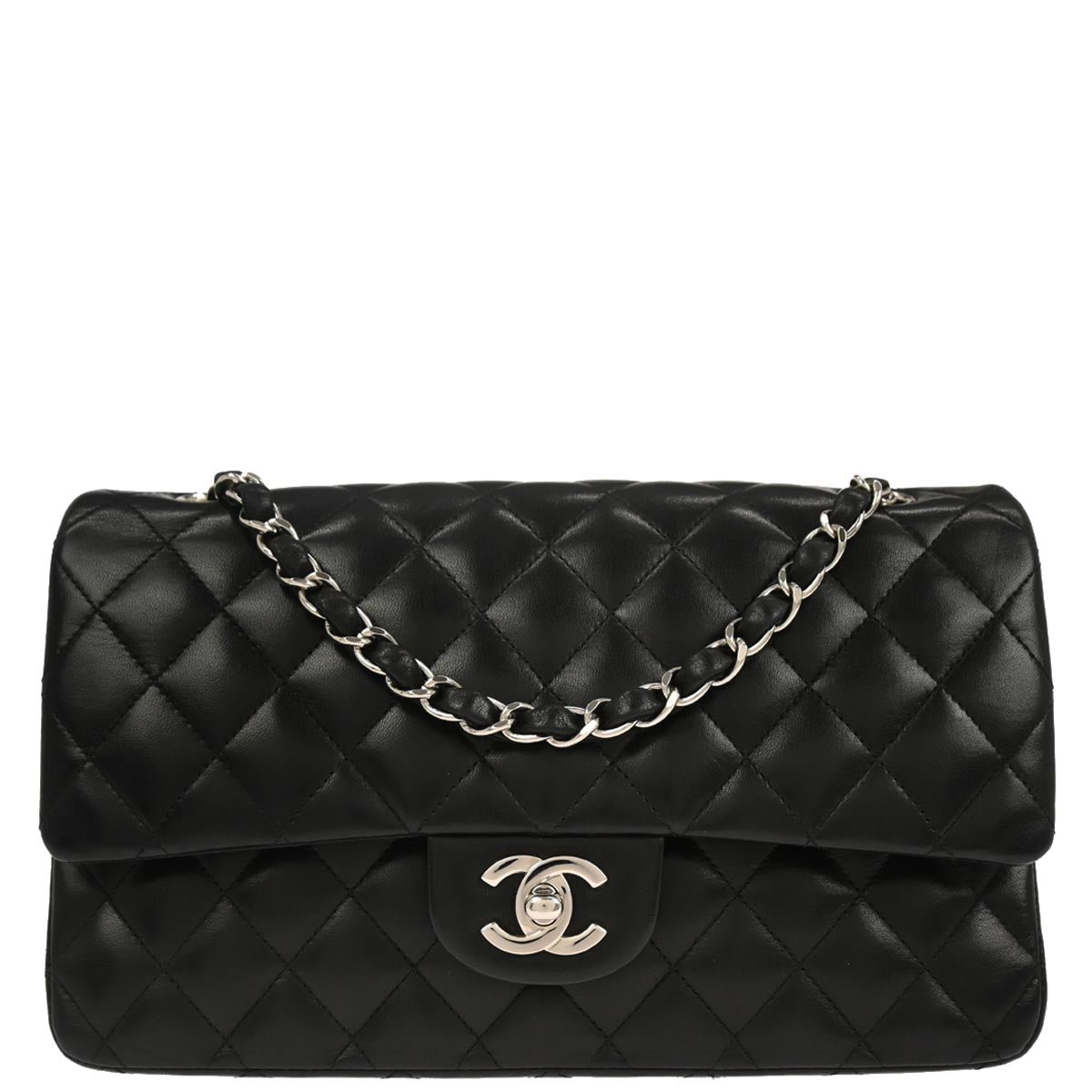 Chanel Black Lambskin Medium Classic Double Flap Shoulder Bag