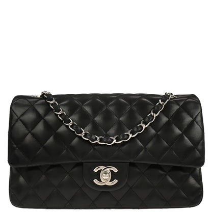 Chanel Black Lambskin Medium Classic Double Flap Shoulder Bag